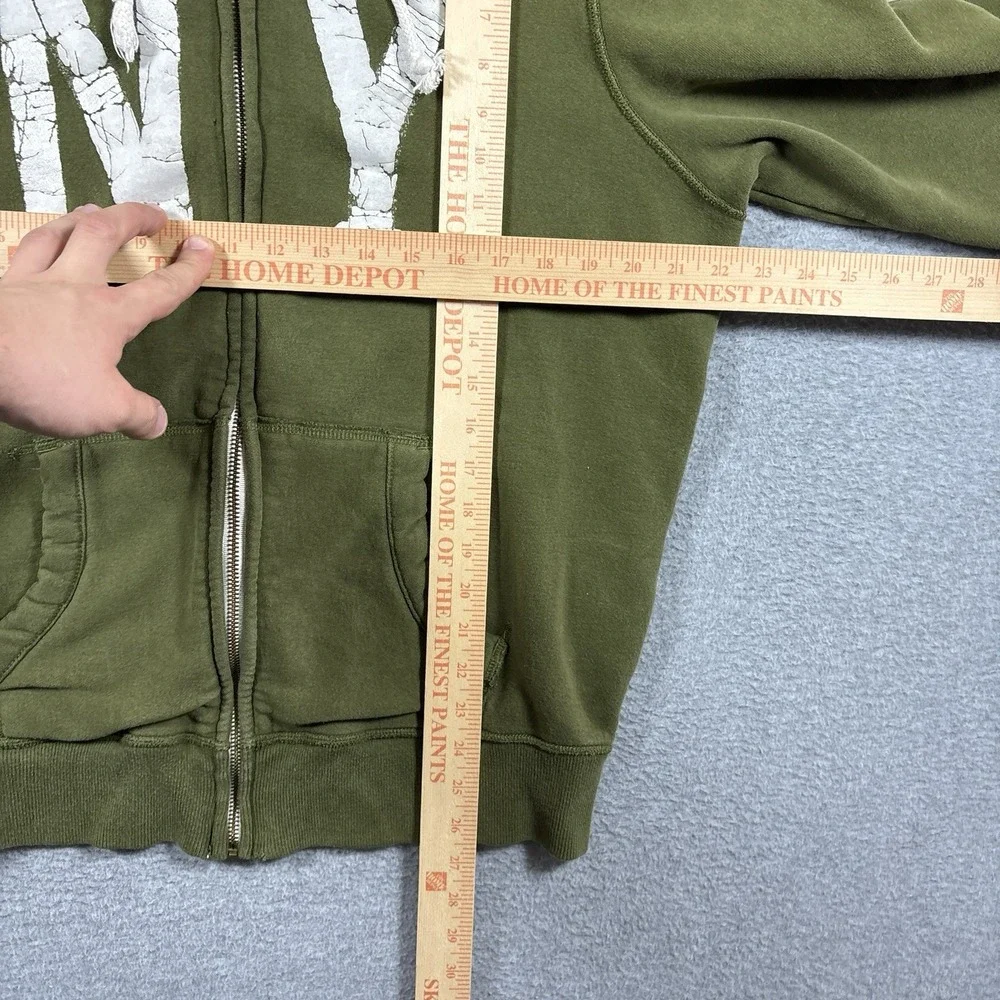 VTG Hollister Hoodie Men Large Olive Green NY Heavyweight Zip Up Sweatshirt Y2K